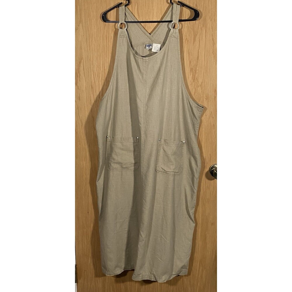 Vtg 90's Y2K Women's XL Linen Cotton Jumper Dress Pockets Lagenlook Minimalist